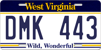 WV license plate DMK443