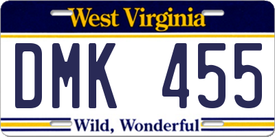 WV license plate DMK455