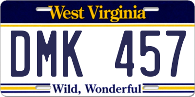 WV license plate DMK457