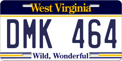 WV license plate DMK464