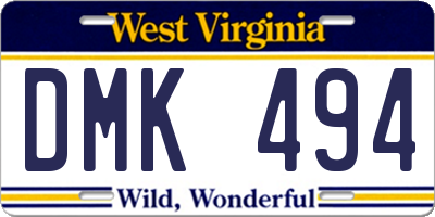 WV license plate DMK494
