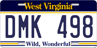 WV license plate DMK498