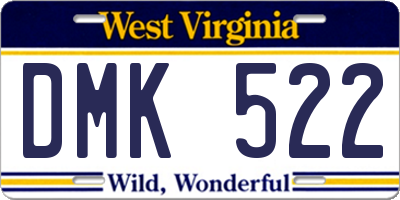 WV license plate DMK522