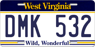 WV license plate DMK532