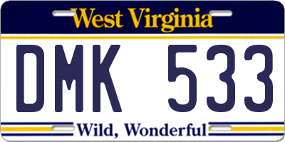 WV license plate DMK533