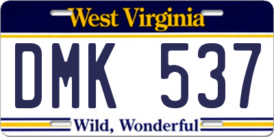 WV license plate DMK537