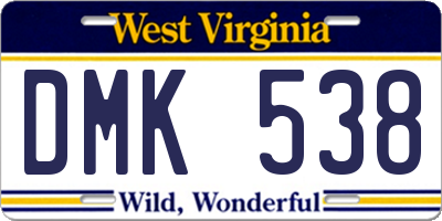 WV license plate DMK538