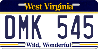 WV license plate DMK545