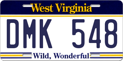 WV license plate DMK548