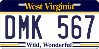 WV license plate DMK567