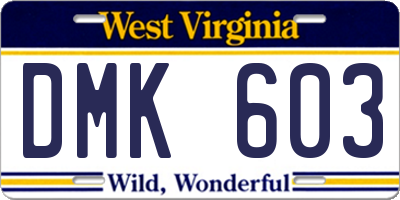 WV license plate DMK603