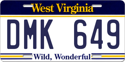 WV license plate DMK649