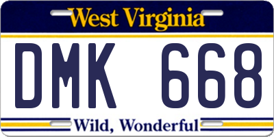 WV license plate DMK668
