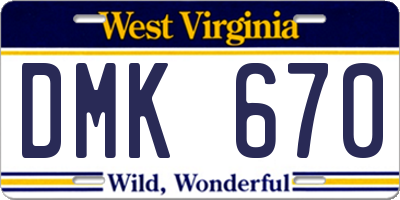 WV license plate DMK670