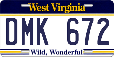 WV license plate DMK672