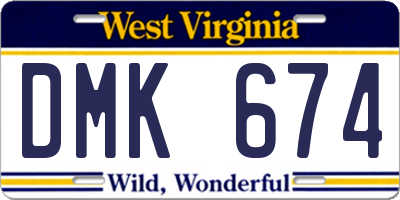 WV license plate DMK674