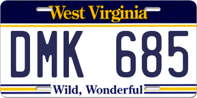 WV license plate DMK685