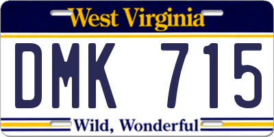 WV license plate DMK715
