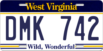 WV license plate DMK742