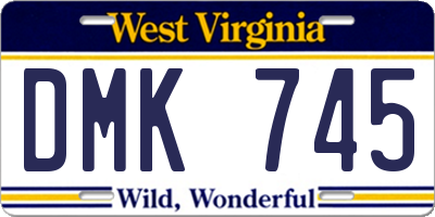 WV license plate DMK745