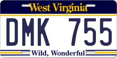 WV license plate DMK755