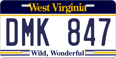 WV license plate DMK847