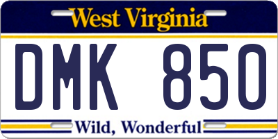 WV license plate DMK850