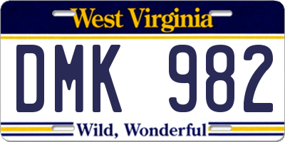 WV license plate DMK982