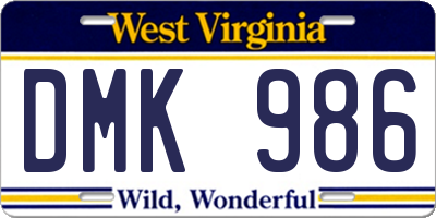 WV license plate DMK986