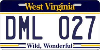 WV license plate DML027