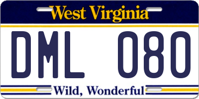 WV license plate DML080