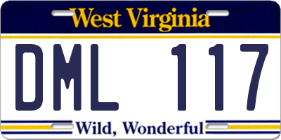 WV license plate DML117