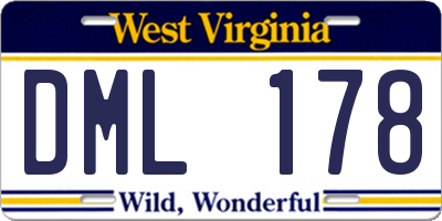 WV license plate DML178