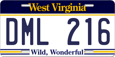 WV license plate DML216