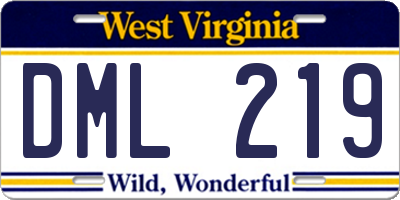 WV license plate DML219