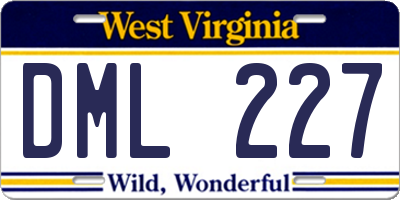 WV license plate DML227