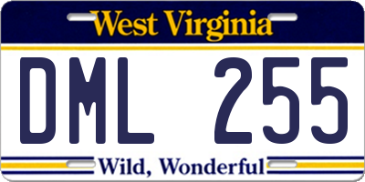 WV license plate DML255