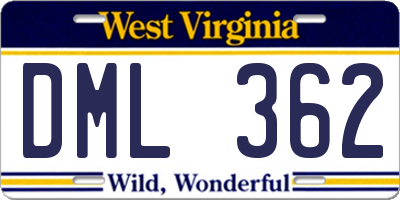 WV license plate DML362