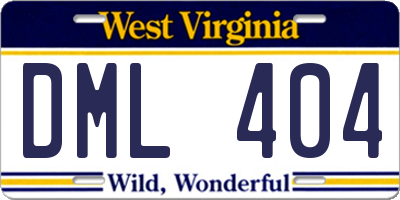 WV license plate DML404