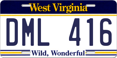WV license plate DML416