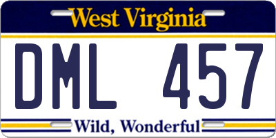 WV license plate DML457