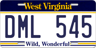 WV license plate DML545
