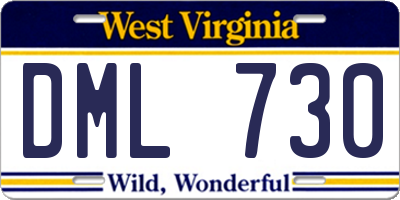 WV license plate DML730