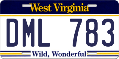 WV license plate DML783