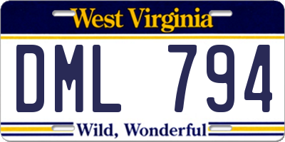 WV license plate DML794