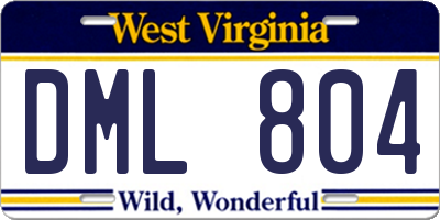 WV license plate DML804