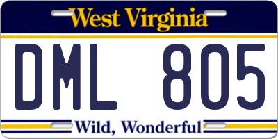 WV license plate DML805