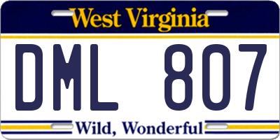 WV license plate DML807