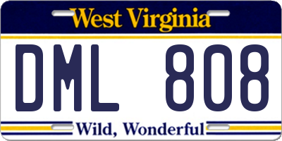 WV license plate DML808