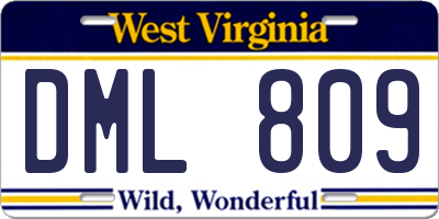 WV license plate DML809